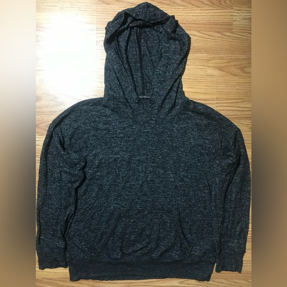 Harlow & Graham Pullover Hoodie Sweater M Charcoal Gray Rayon Knit